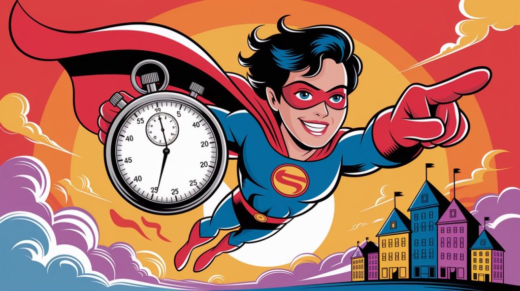 Superhero rescues time